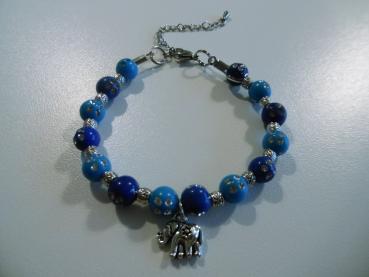 Armband Elefant Perlen Blau