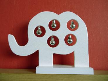 Elefant mit Weihnachtskugeln Silber Hochglanz