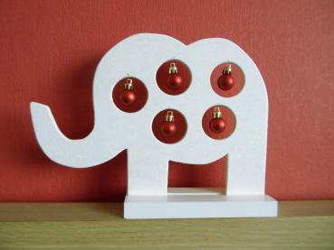 Elefant mit Weihnachtskugeln Rot Matt