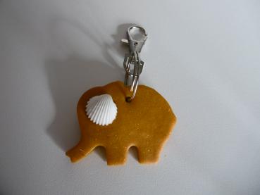 Schlüsselanhänger Elefant Gelb Glitzer