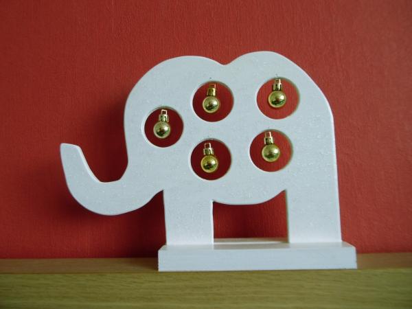 Elefant mit Weihnachtskugeln Gold Hochglanz