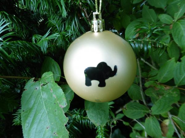Weihnachtskugel mit Elefanten Gold Matt